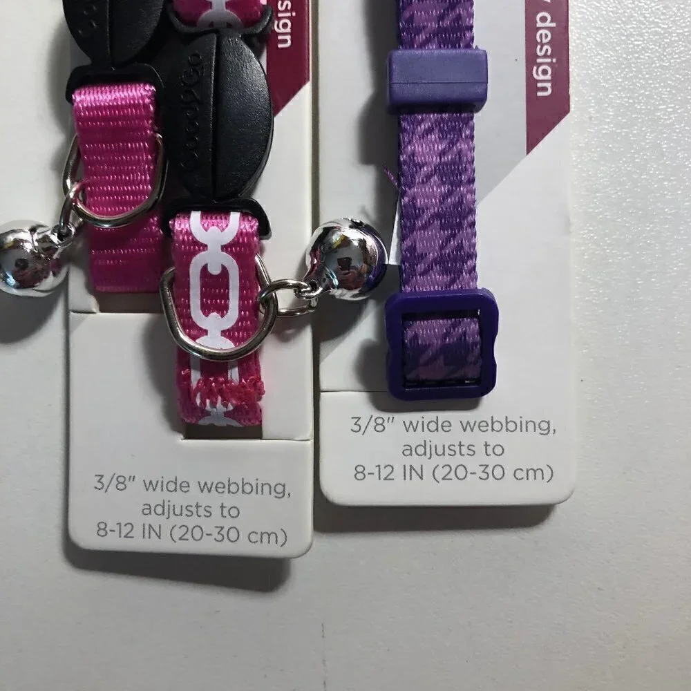 🛒 $9 3 pack of Cat Breakaway Collars Purple and Pink Adjusts to 8